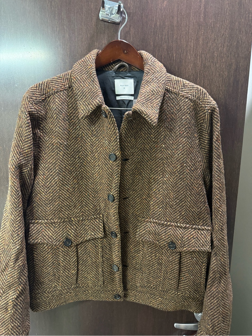 Billy Reid Dark Brown Herringbone Jacket Made in Italy - Picture 4 of 11